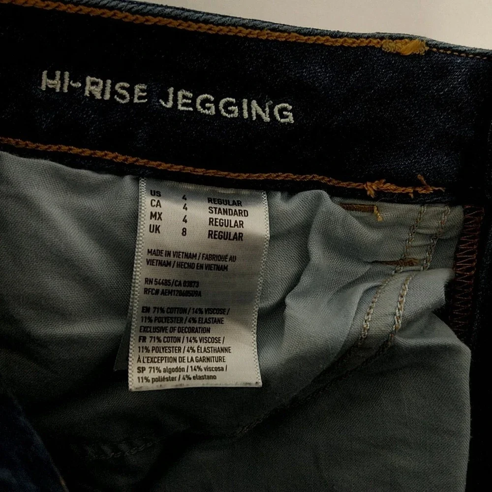 American Eagle Jegging Women 4 Dark Blue Hi-Rise 360 Super Stretch Skinny Jeans
